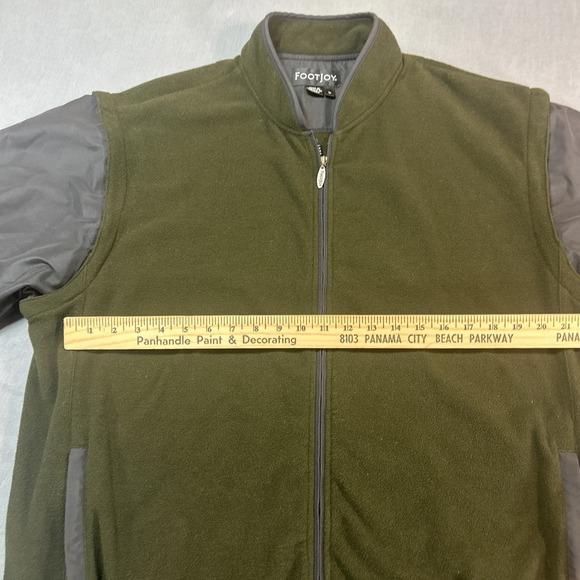 FootJoy Men's L‎ Green Long Sleeve Zip Up Jacket Gray Sleeves - Picture 11 of 14